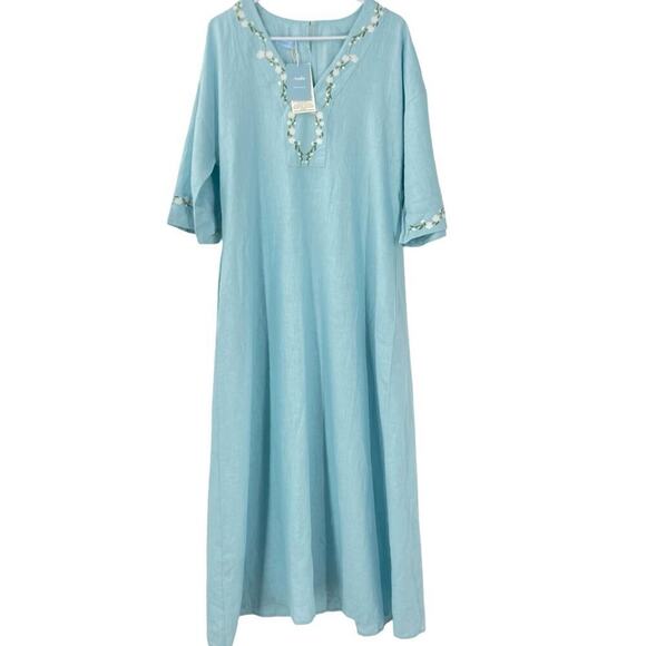 Fanm Mon X Andie Linen The Kepez Kaftan Dress Swim Coverup Sz S - Picture 4 of 9